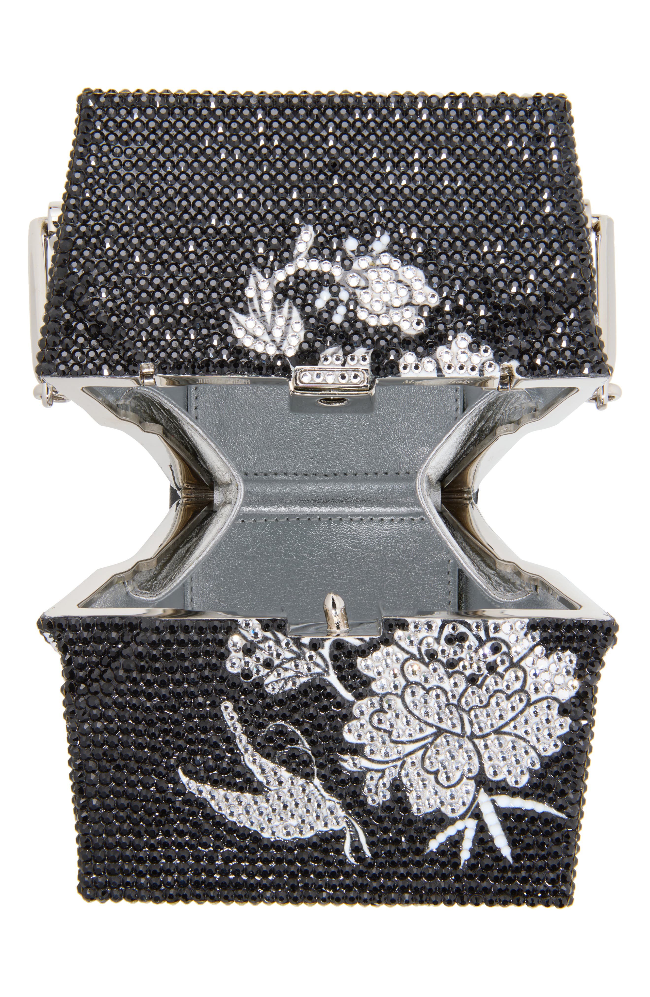 Bamboo Crystal Take Out Box Evening Bag, Alternate, color, SILVER JET MULTI