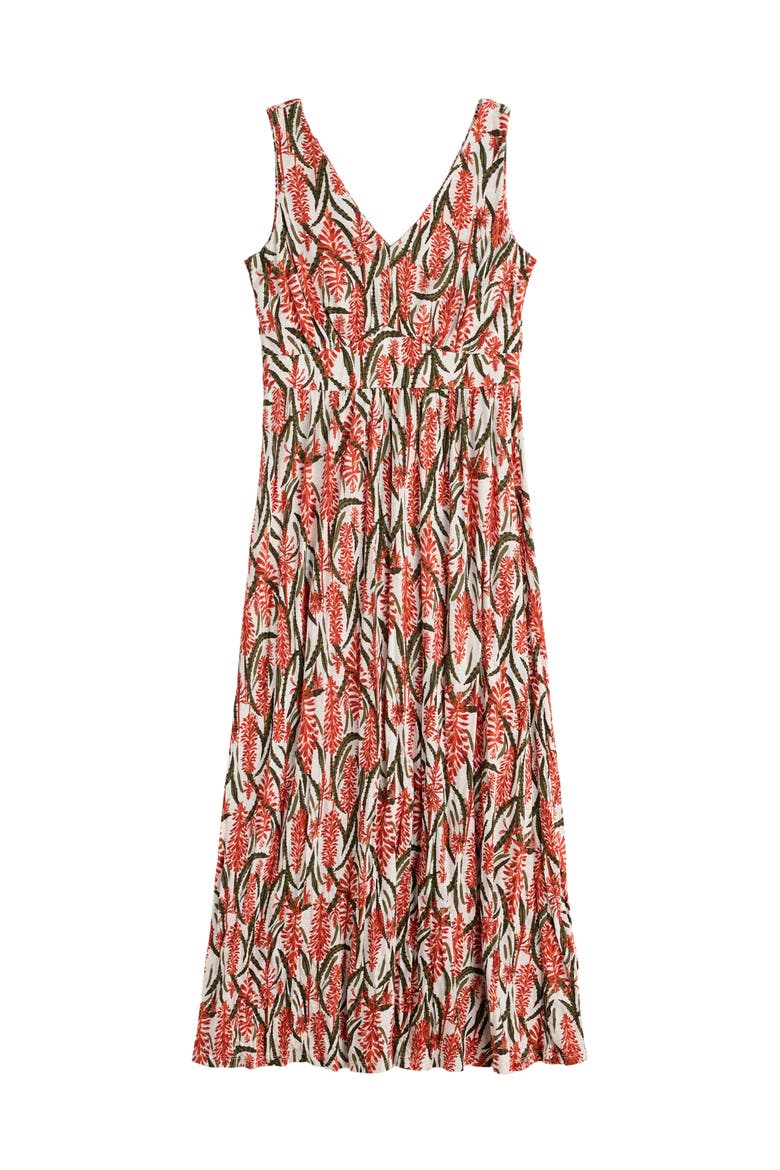 Polmanter Floral Sleeveless Organic Cotton Jersey Maxi Dress, Alternate, color, RED HOT POKER CHALK