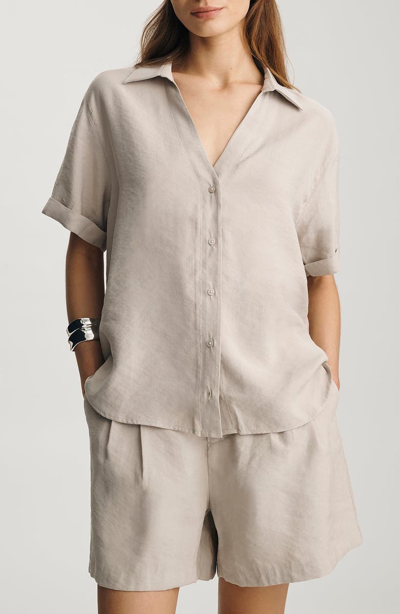 Mavi Jeans Short Sleeve Modal Blend Shirt, Main, color, Oyster Gray