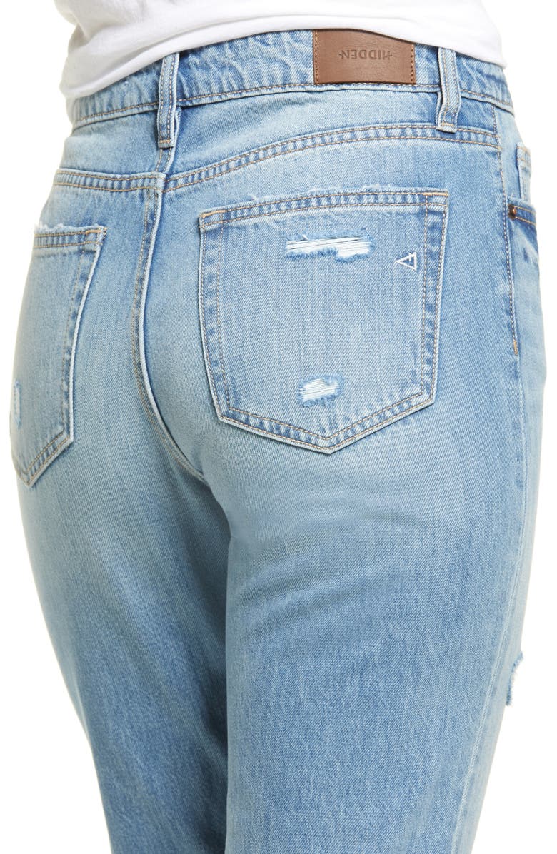 HIDDEN JEANS Distressed High Waist Ankle Straight Leg Jeans, Alternate, color,