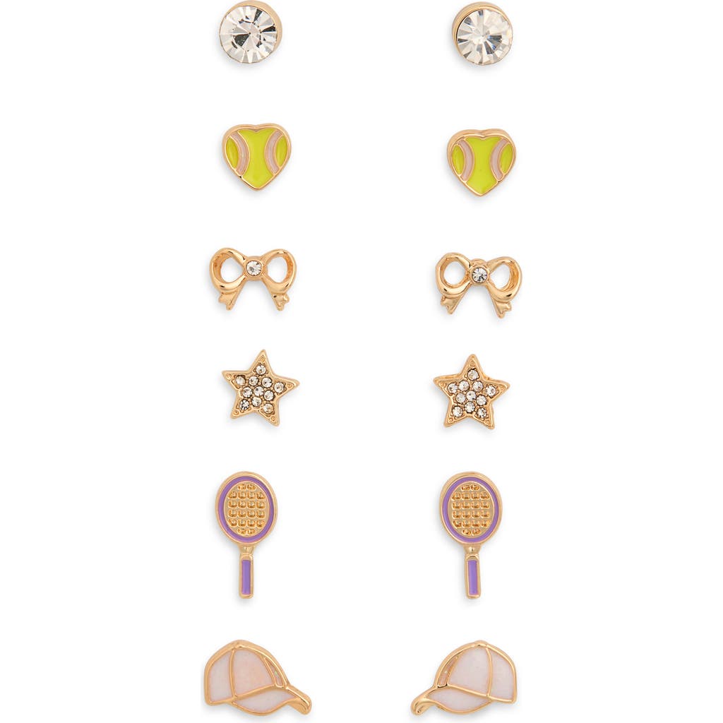 Leith Set Of 6 Tennis Stud Earrings In Multi