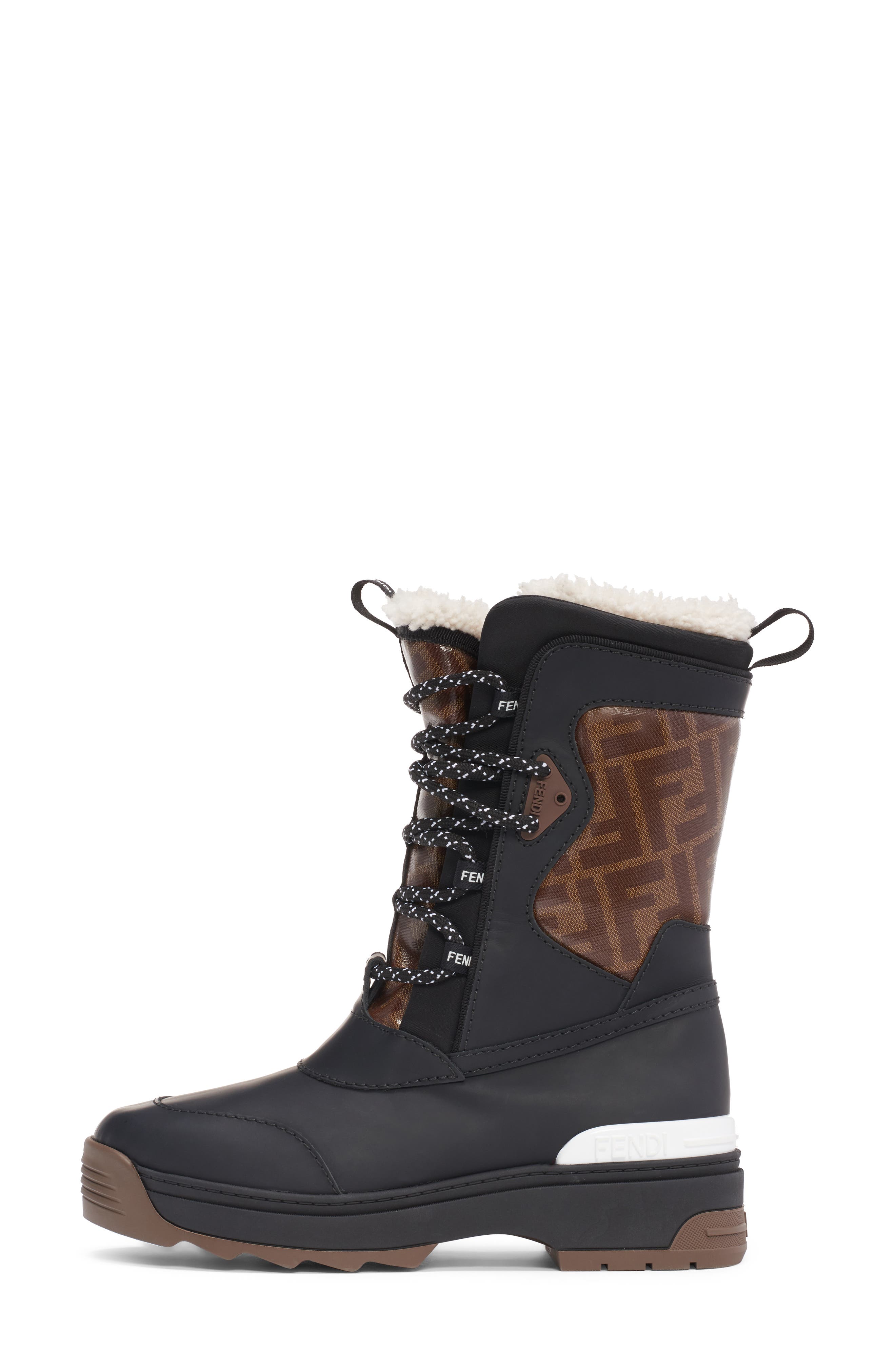 Fendi Genuine Shearling Lined Weather Resistant Ski Boot, Alternate, color, 