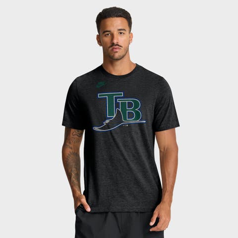 Men's Nike Heather Black Tampa Bay Rays Cooperstown Logo Tri-Blend T-Shirt