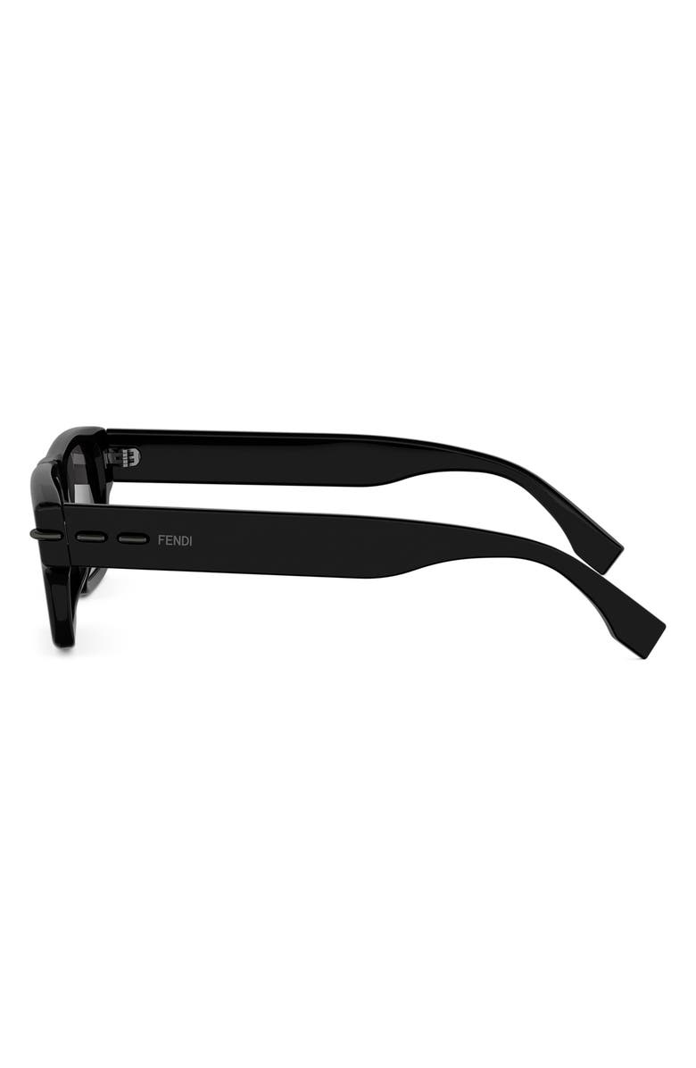 Fendi Selleria 54mm Rectangular Sunglasses, Alternate, color, Shiny Black / Smoke