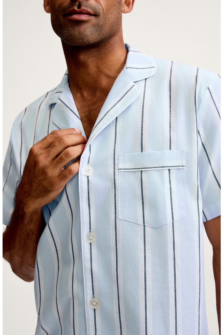 Classic Stripe Cotton Twill Short Pajamas, Alternate, color, BLUE