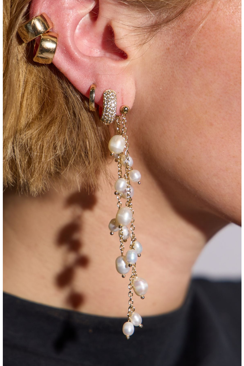 Pearl Cascade Drop Stud Earrings, Alternate, color, Pearl