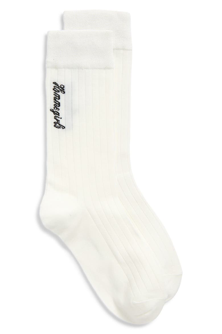 Logo Intarsia Dress Socks, Main, color, CREAM
