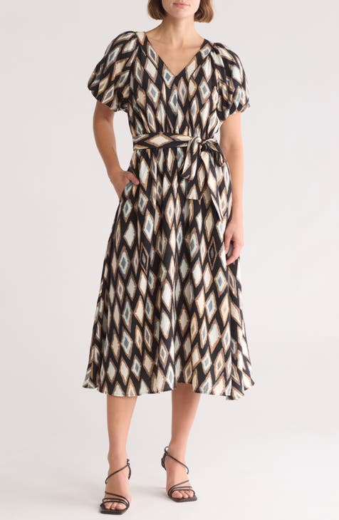 Bubble Sleeve Midi Dress