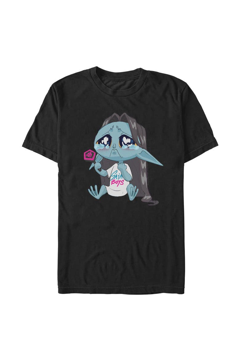 Men's Chibi Crying Fan Short Sleeve Graphic T-Shirt, Main, color, Black