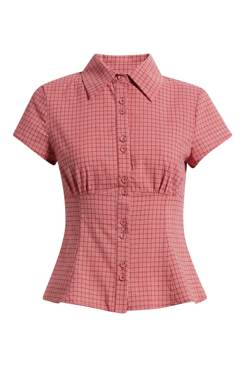 Cottesloe Check Print Button-Up Top, Alternate, color, RED CHECK