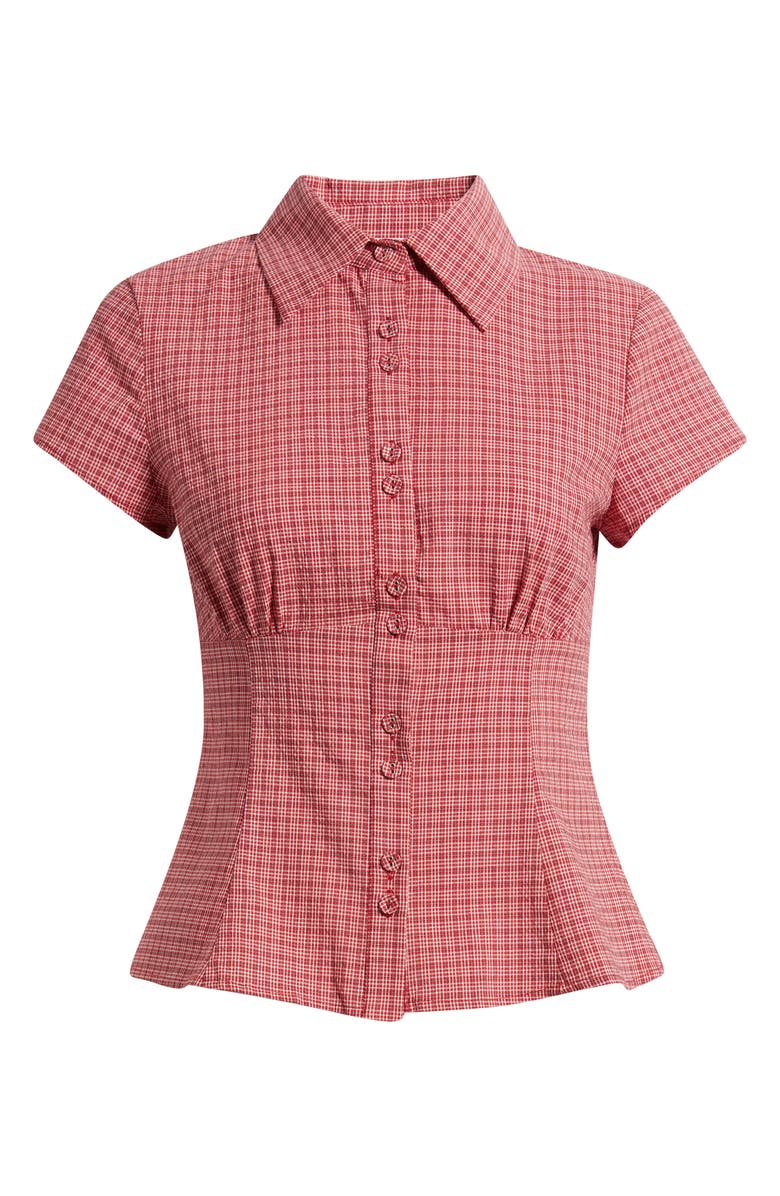 Princess Polly Cottesloe Check Print Button-Up Top, Alternate, color, 