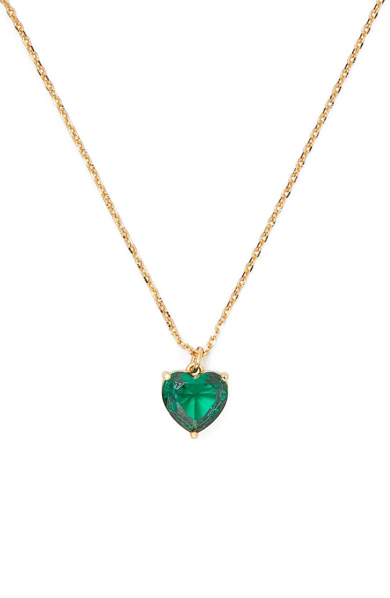 Kate Spade New York my love birthstone heart pendant necklace, Alternate, color, Emerald