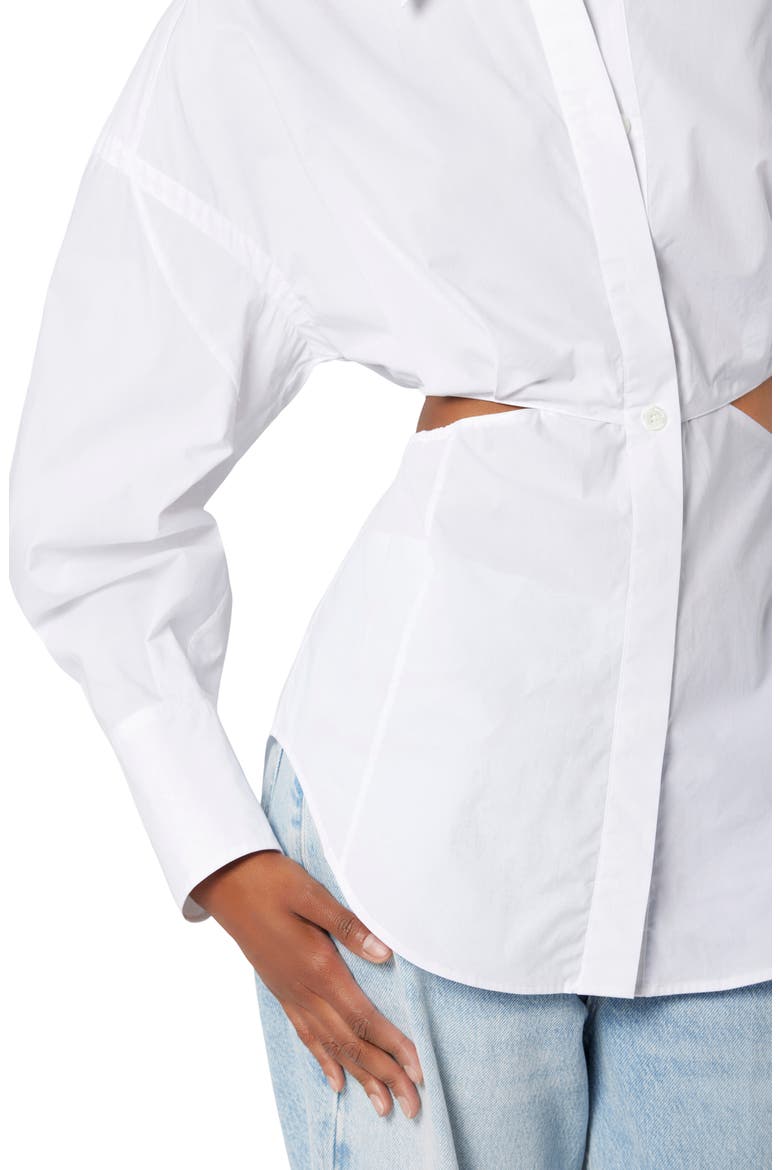Alya Cutout Button-Up Shirt, Alternate, color, BRIGHT WHITE