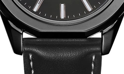 Perry Ellis Solar Powered 3-hand Quartz Leather Strap Watch, 41mm