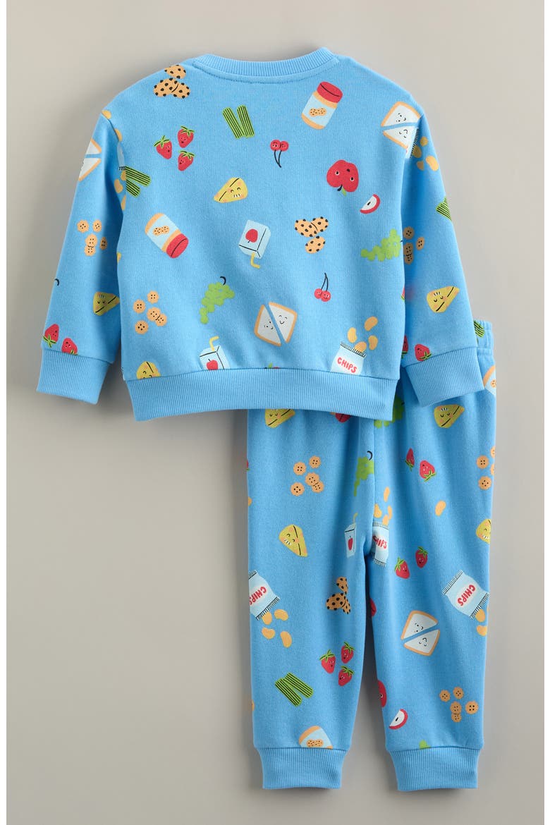 Print Fleece Sweatshirt & Joggers Set, Alternate, color, BLUE COVE HAPPY SNACKS