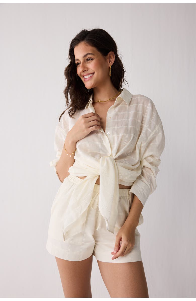 Reistor Oversized Shirt Cover-up in Textured Checks, Alternate, color, Textured Checks