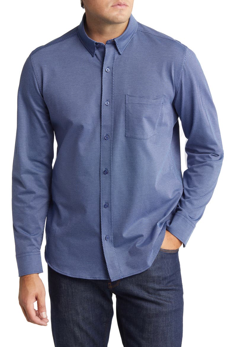 Men's Button-Up Shirt, Main, color, NAVY SMALL BOX