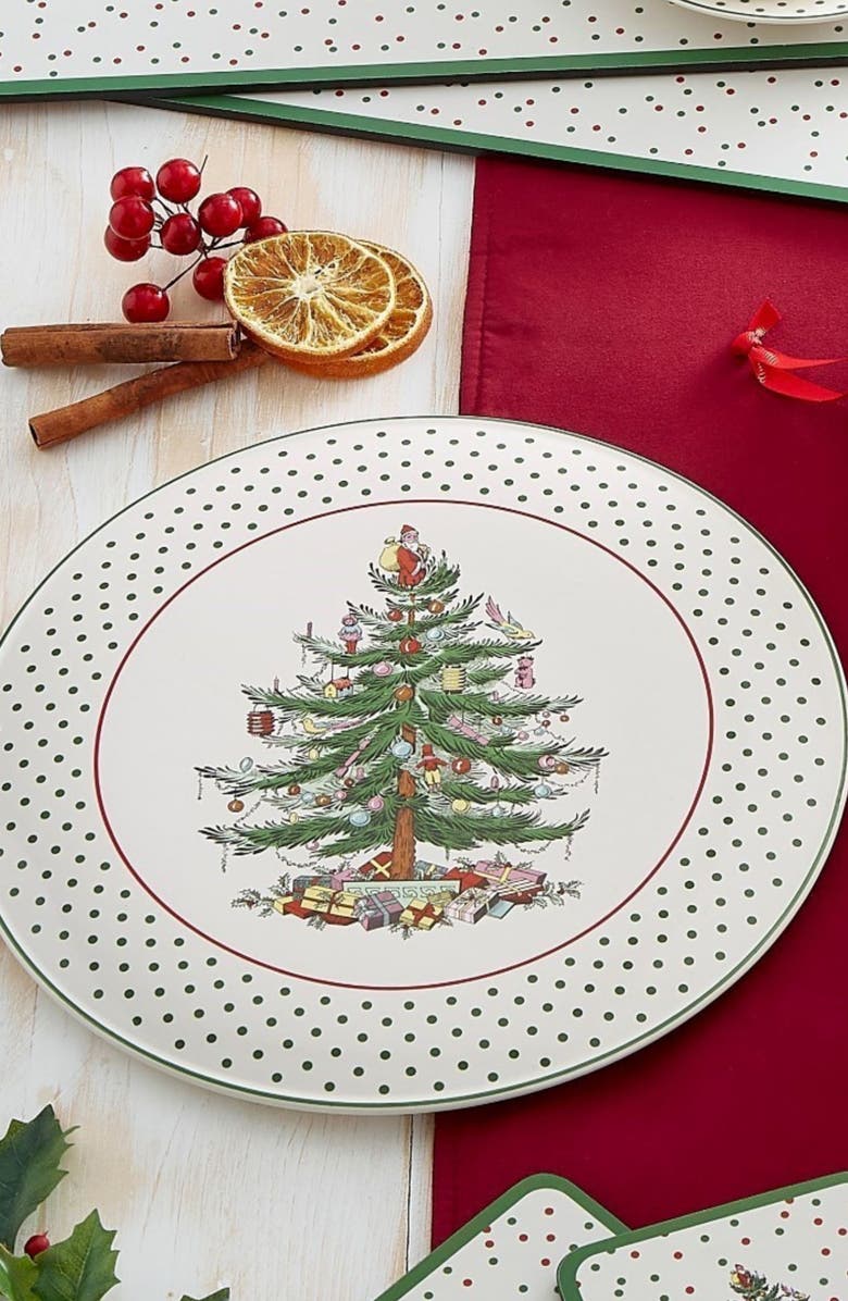 Spode Christmas Tree Polka Dot Cake Plate, Alternate, color, 