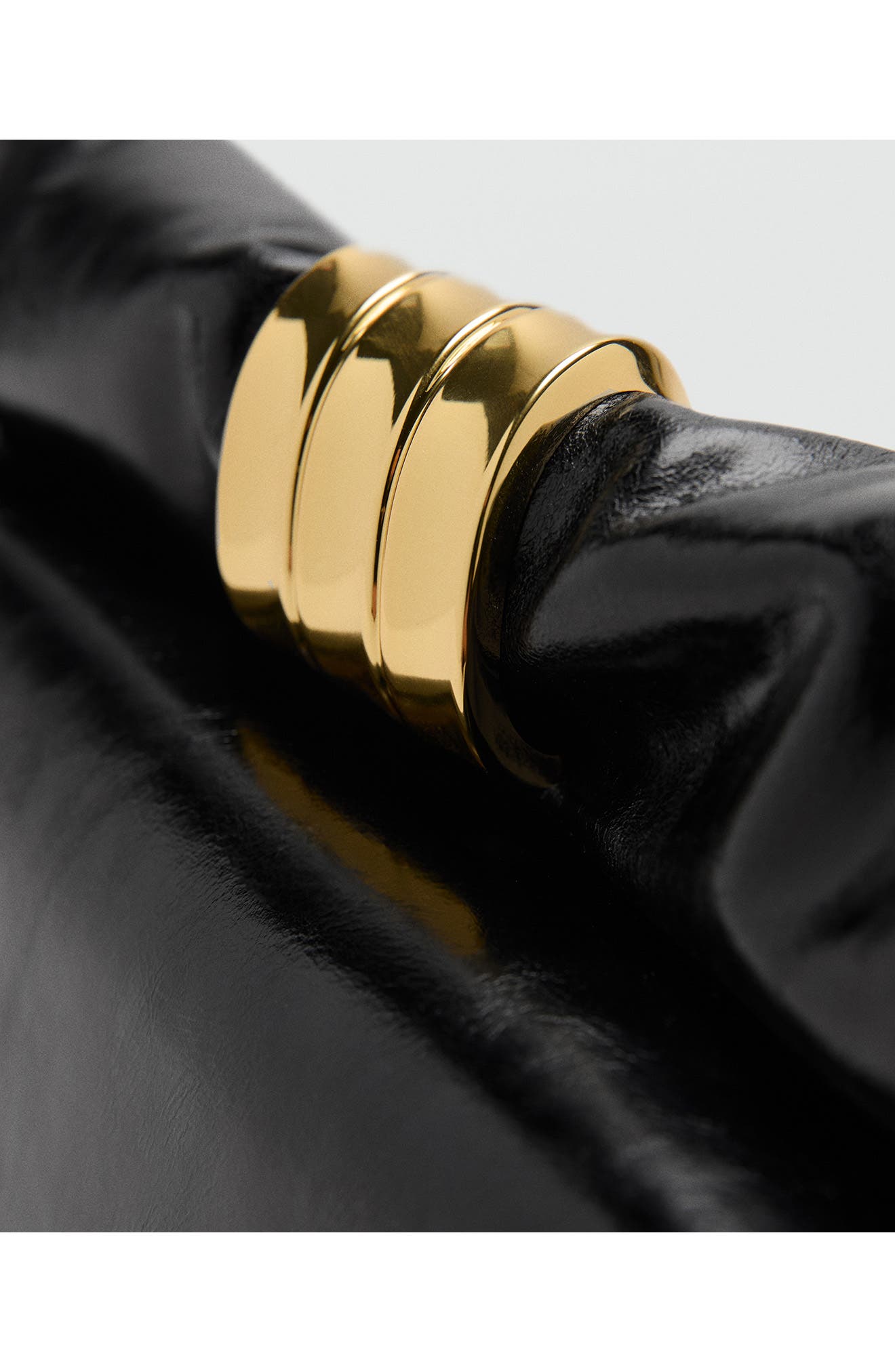 MANGO Starring Hailey Bieber Metallic Detail Clutch, Alternate, color, Black