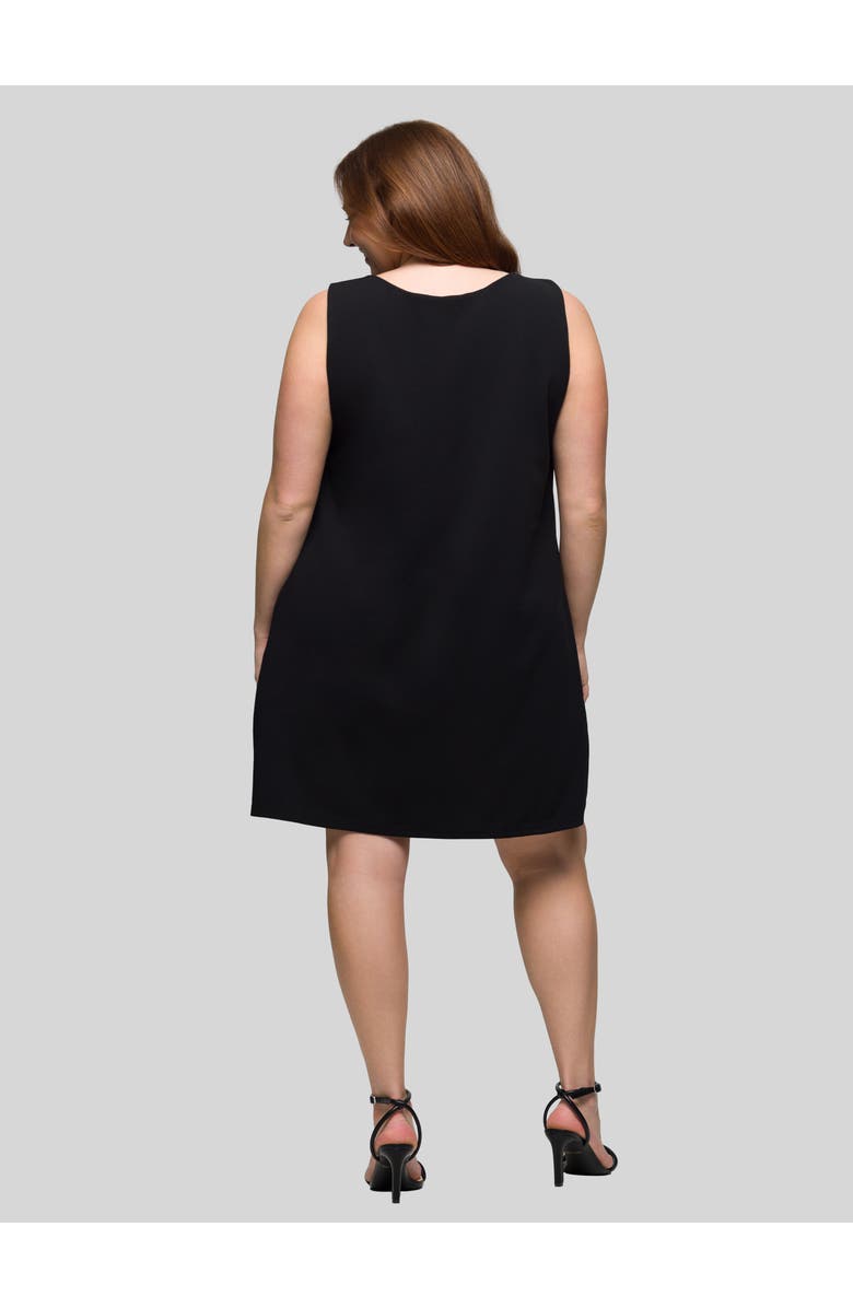 24seven Comfort Apparel Plus Size Solid Round Neck Sleeveless Mini Shift Dress, Alternate, color, Black