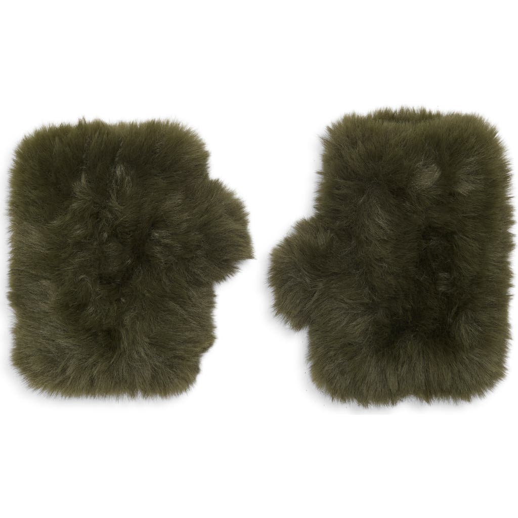 Surell Faux Fur Mittens In Gray