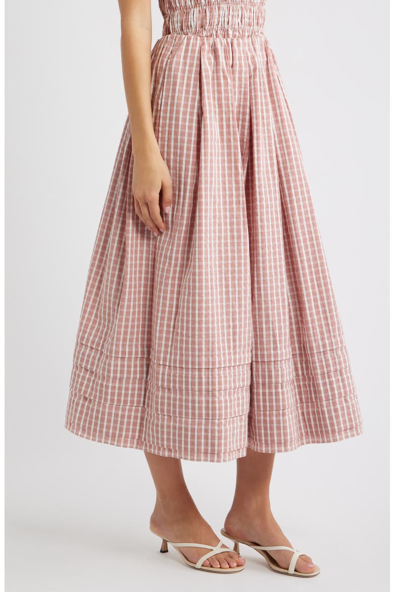 Cales Gingham Check Cotton Midi Skirt, Alternate, color, PALOMA CHECK-CINNAMON WHITE