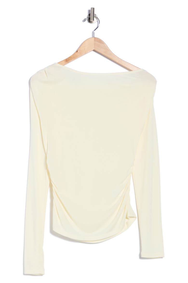 Ruched Boat Neck Long Sleeve Top, Main, color, CREAM