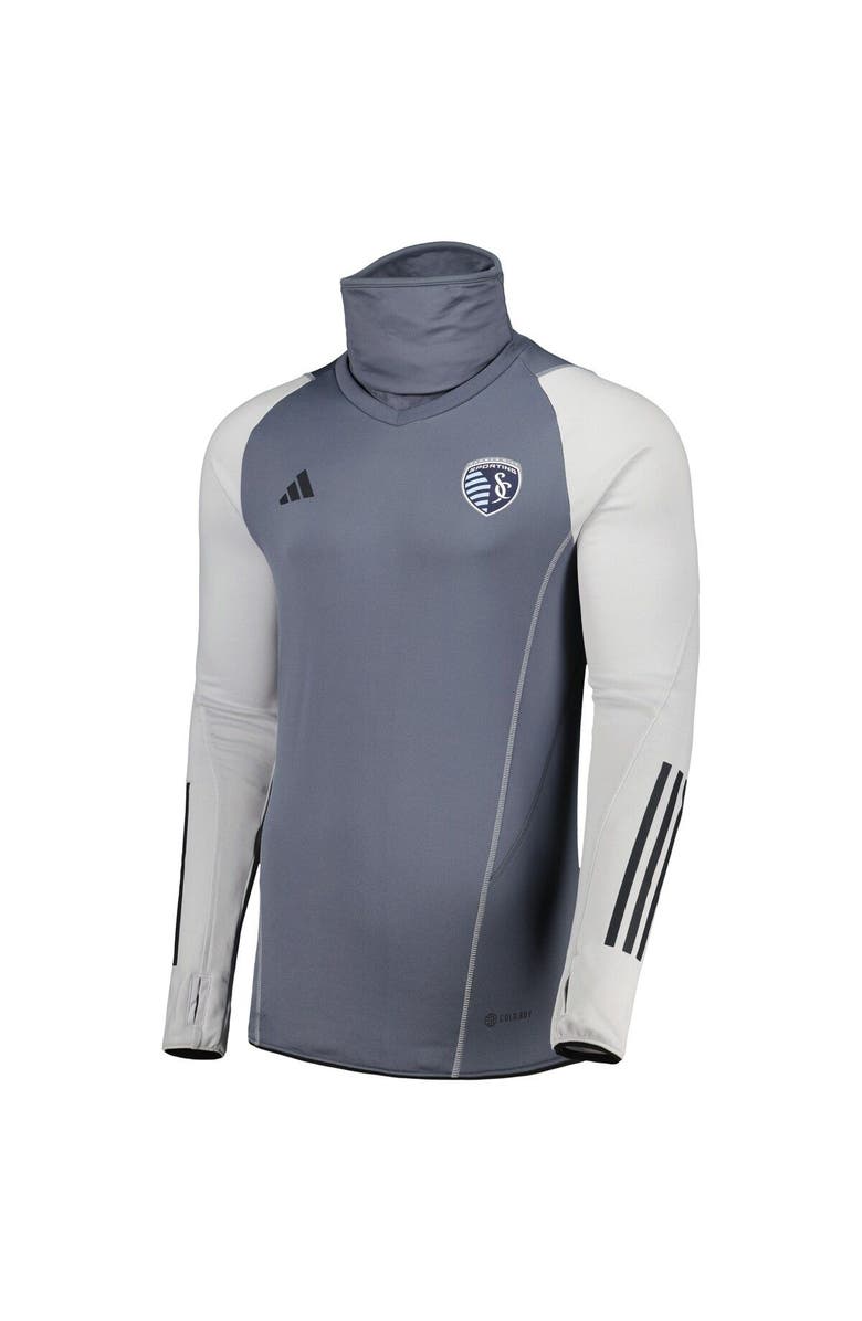 adidas Men's adidas Gray Sporting Kansas City Warm Raglan COLD.RDY Top, Alternate, color, Gray