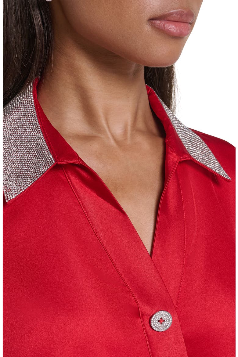 Crystal Collar Satin Surplice Shirt, Alternate, color, ADMIRAL RED