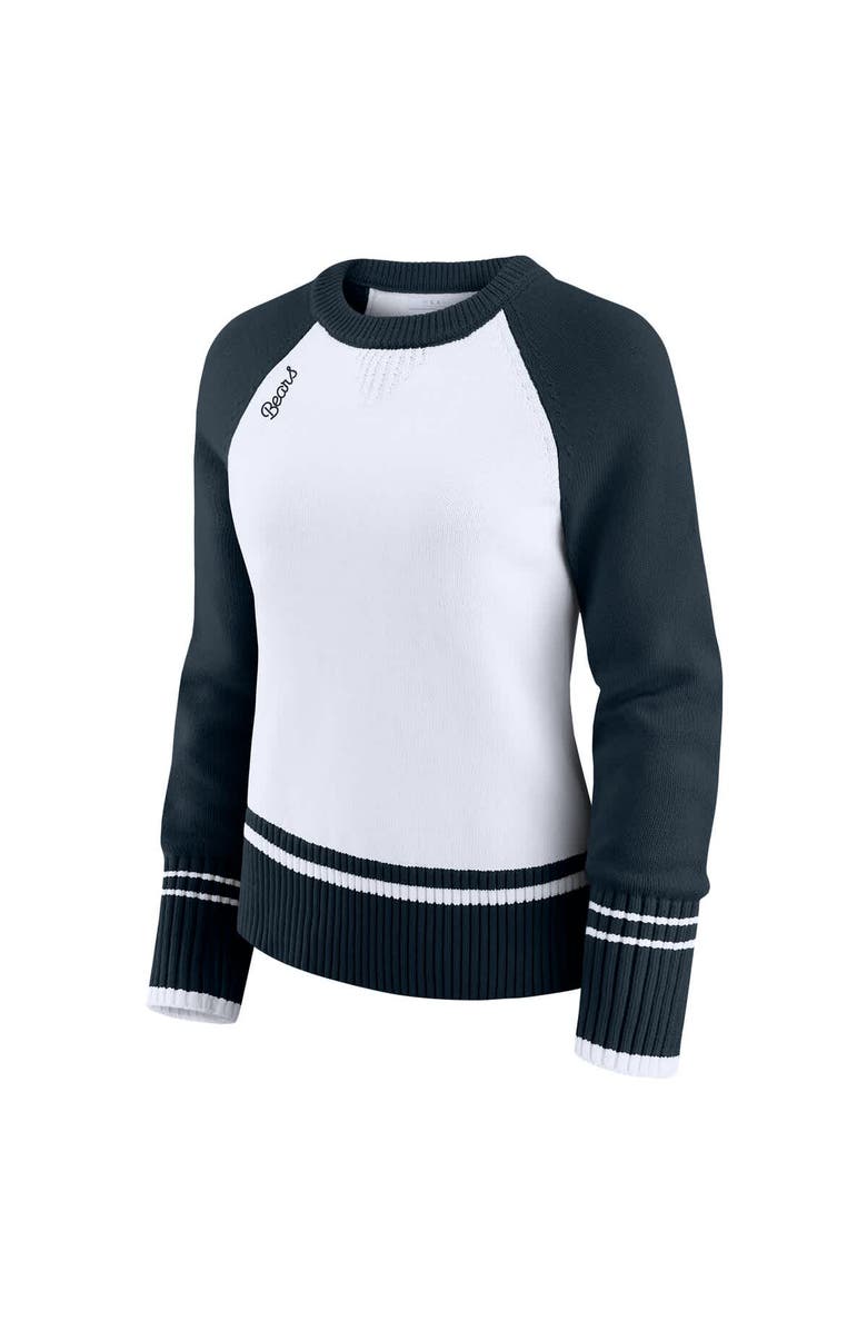 WEAR by Erin Andrews Women's WEAR by Erin Andrews White/Navy Chicago Bears Colorblock Raglan Sweater, Alternate, color, White