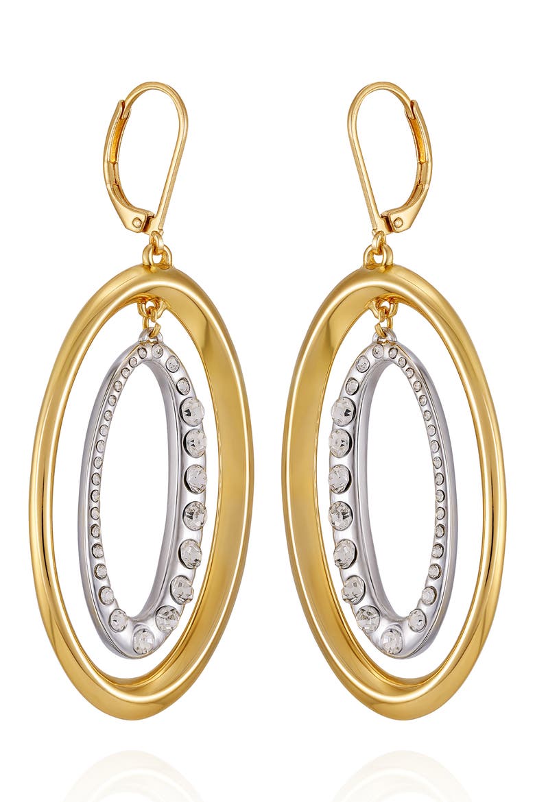 Crystal Oval Drop Earrings, Alternate, color, GOLD TONE