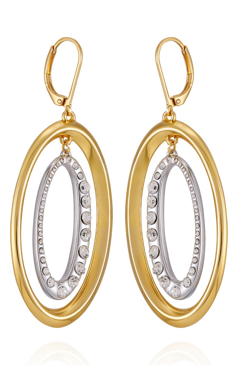 Vince Camuto Crystal Oval Drop Earrings, Alternate, color, Gold Tone