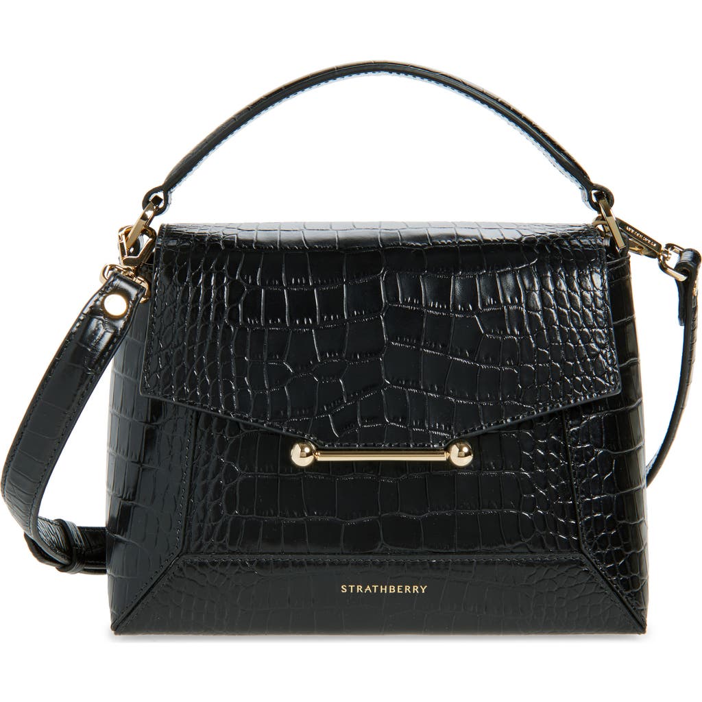 Strathberry Mosaic Croc Embossed Leather Top Handle Bag