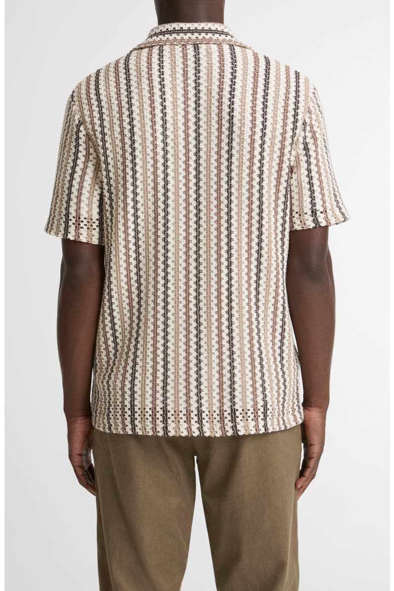 Beach Stripe Short Sleeve Button-Up Shirt, Alternate, color, WILDERNESS COMBO