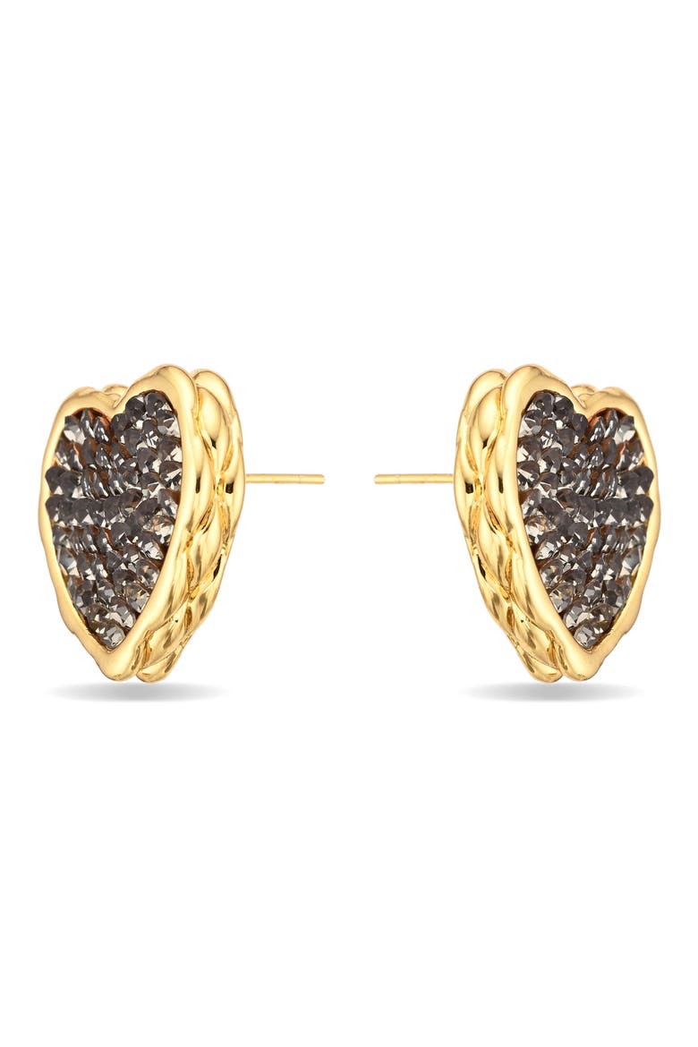 Heart Sparkle Stud Earrings, Alternate, color, GOLD