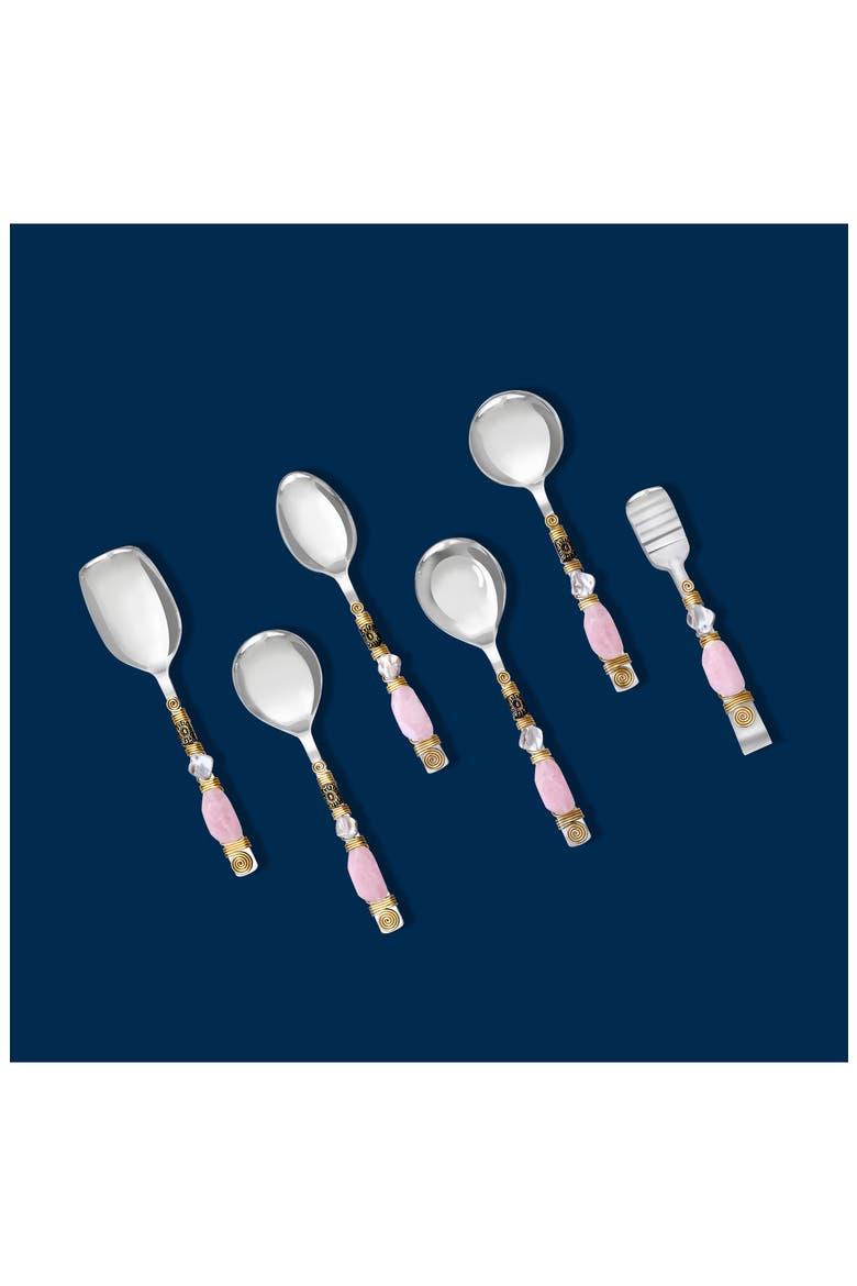 6-Piece Serving Spoons, Alternate, color, PINK