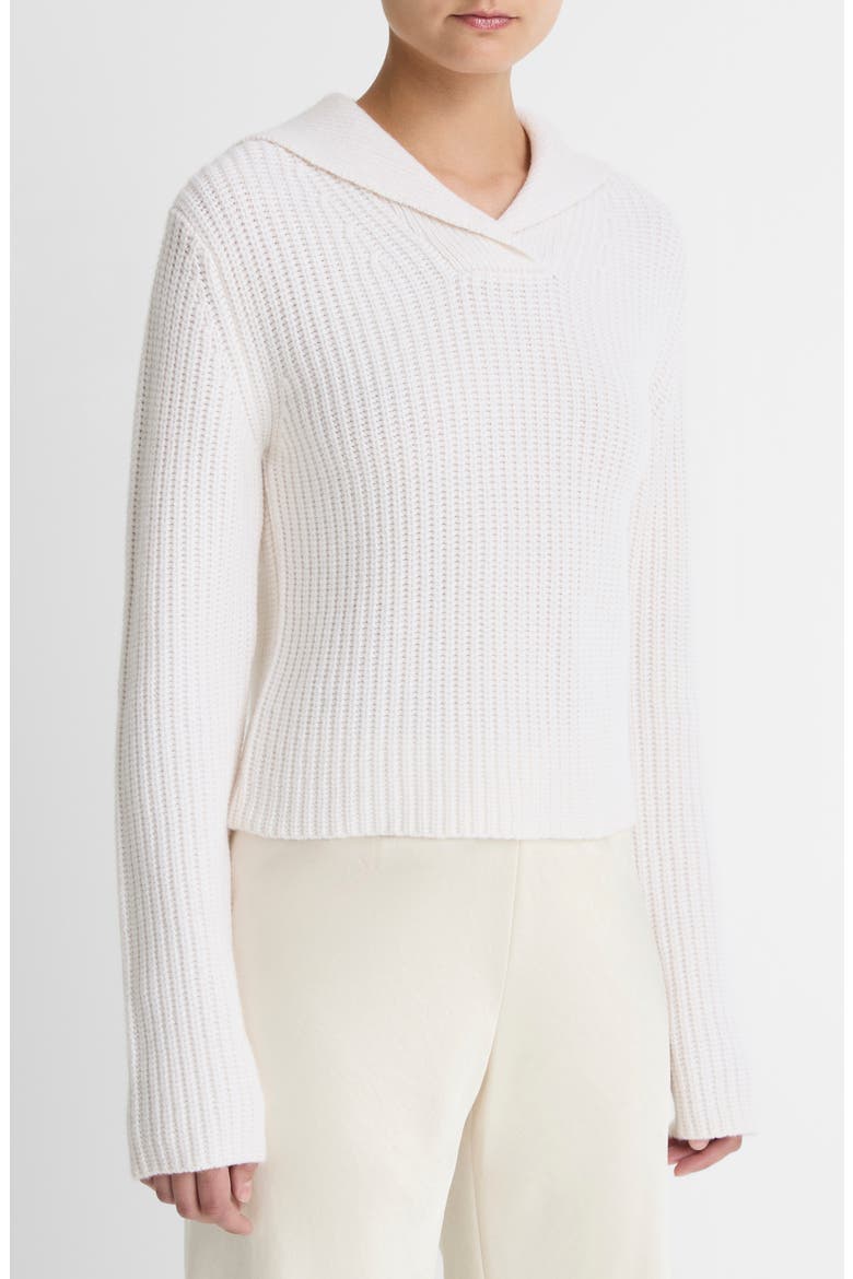 Rib Wool & Cashmere Sailor Collar Sweater, Alternate, color, OFF WHITE