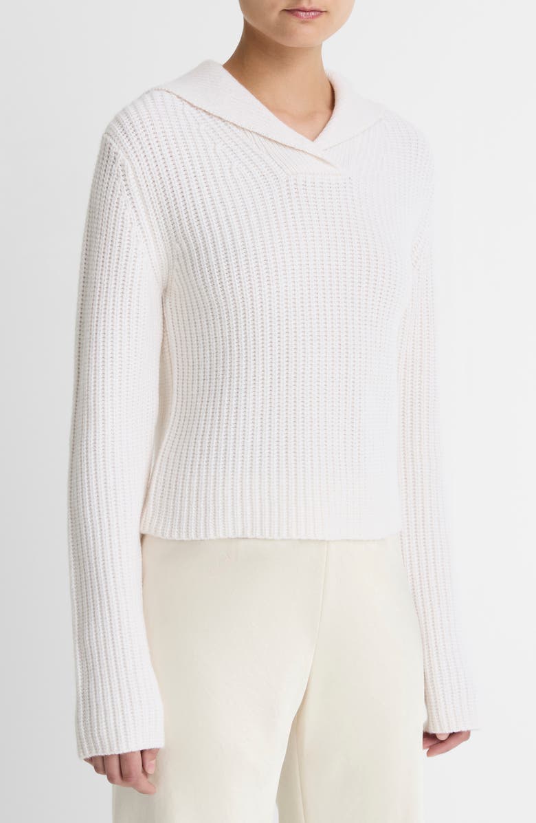 Vince Rib Wool & Cashmere Sailor Collar Sweater, Alternate, color, Off White