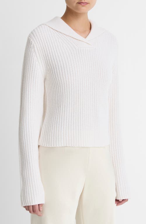 Vince Rib Wool & Cashmere Sailor Collar Sweater In White