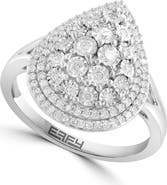 EFFY Sterling Silver Diamond Pear Halo Ring