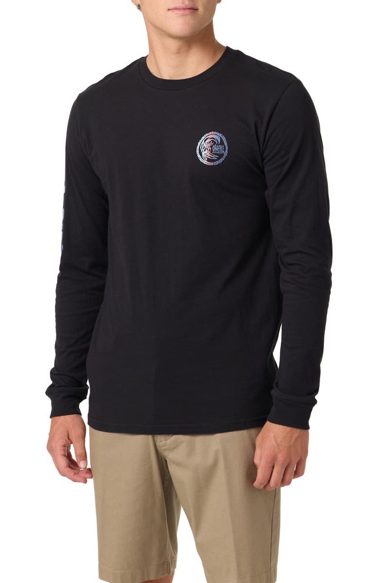 O'Neill Artifact Long Sleeve Cotton Graphic T-Shirt, Alternate, color, Black