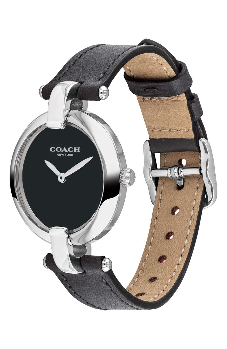 COACH Chrystie Leather Strap Watch, 32mm, Alternate, color, 