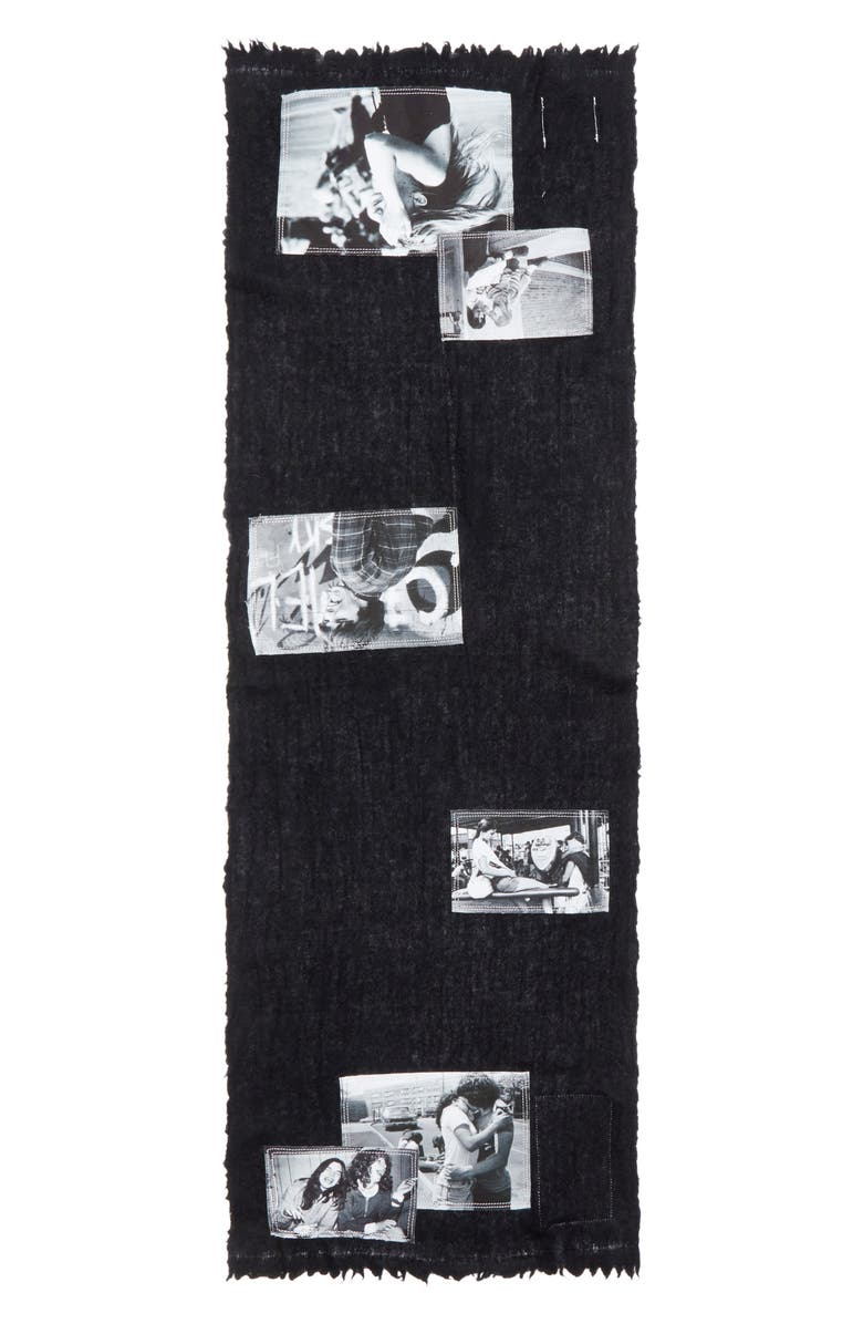 TAKAHIROMIYASHITA TheSoloist. Joseph Szabo Photo Patch Short Wool Scarf, Alternate, color,