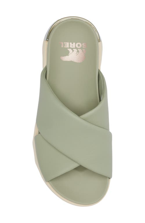 Sorel Vibe Twist Womens Leather Slip On Slide Sandals In Safari/honey White