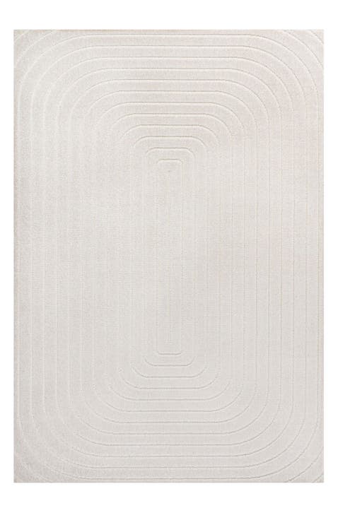 Freya Modern Scandinavian Arch Stripe Monotone High-Low Area Rug