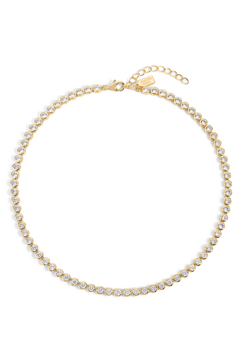Jewel Bezel Tennis Necklace - Silver, Main, color, Gold