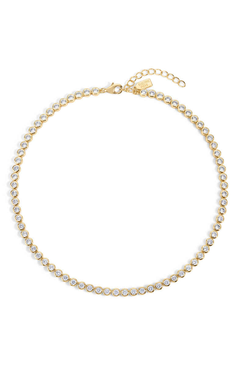 Electric Picks Jewel Bezel Tennis Necklace, Main, color, Gold