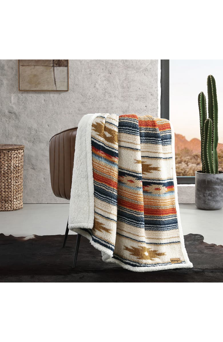 Wrangler Coyote Sands Faux Shearling Throw Blanket, Alternate, color, Light Beige