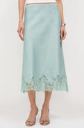 Reformation Carolina Lace Trim Linen Midi Skirt