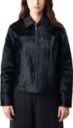 Velez Antares Jacket in Leather with Hair for Women, Trucker Silhouette